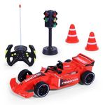 Jucarii, Copii si Bebe - Jucarii si jocuri - Vehicule si jucarii cu telecomanda - Masinute - Masina formula F1, cu semafor, cu lumina si sunet, functioneaza cu baterii, 30x9.5x23cm, rosu - Infinity.ro