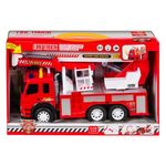Jucarii, Copii si Bebe - Jucarii si jocuri - Vehicule si jucarii cu telecomanda - Utilaje constructie de jucarie - Vehicul de pompieri cu scara, cu sunet si lumini, macara extensibila, 38x12.5x23cm, rosu - Infinity.ro