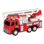 Jucarii, Copii si Bebe - Jucarii si jocuri - Vehicule si jucarii cu telecomanda - Utilaje constructie de jucarie - Vehicul de pompieri cu scara, cu sunet si lumini, macara extensibila, 38x12.5x23cm, rosu - Infinity.ro