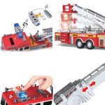 Jucarii, Copii si Bebe - Jucarii si jocuri - Vehicule si jucarii cu telecomanda - Masinute - Vehicul de pompieri, cu scara, cu sunet si lumini, 67x12.5x19cm, rosu - Infinity.ro