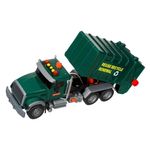 Jucarii, Copii si Bebe - Jucarii si jocuri - Vehicule si jucarii cu telecomanda - Masinute - Jucarie camion gunoier, cu 3 pubele, cu lumina si sunet, 42x14x21.5cm, verde - Infinity.ro