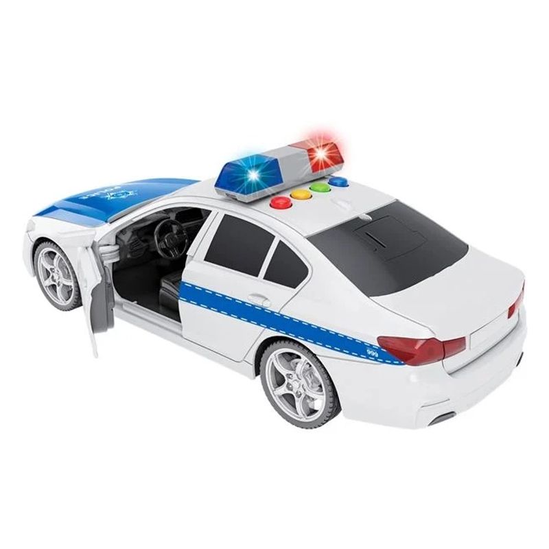 Jucarii, Copii si Bebe - Jucarii si jocuri - Vehicule si jucarii cu telecomanda - Masinute - Jucarie masina de politie, cu sunet si lumini, cu usi care se deschid, 30x12x15cm, albastru-alb - Infinity.ro