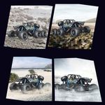 Jucarii, Copii si Bebe - Jucarii si jocuri - Vehicule si jucarii cu telecomanda - Masinute - Masina Off Road cu telecomanda, 6 roti TPR mari, sistem de suspensie, deplasare pe sol si pe apa, 52x32x26.5cm, negru - Infinity.ro