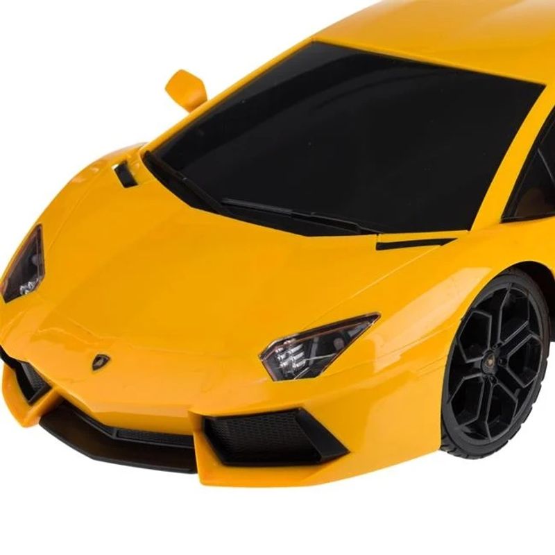 Jucarii, Copii si Bebe - Jucarii si jocuri - Vehicule si jucarii cu telecomanda - Masinute - Masina Lamborghini Aventator, cu telecomanda si lumini, faruri cu led, timp functionare 25 minute, 53x23.5x20cm, galben - Infinity.ro