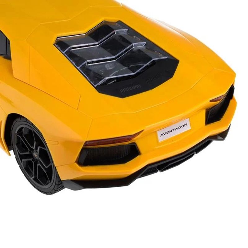 Jucarii, Copii si Bebe - Jucarii si jocuri - Vehicule si jucarii cu telecomanda - Masinute - Masina Lamborghini Aventator, cu telecomanda si lumini, faruri cu led, timp functionare 25 minute, 53x23.5x20cm, galben - Infinity.ro