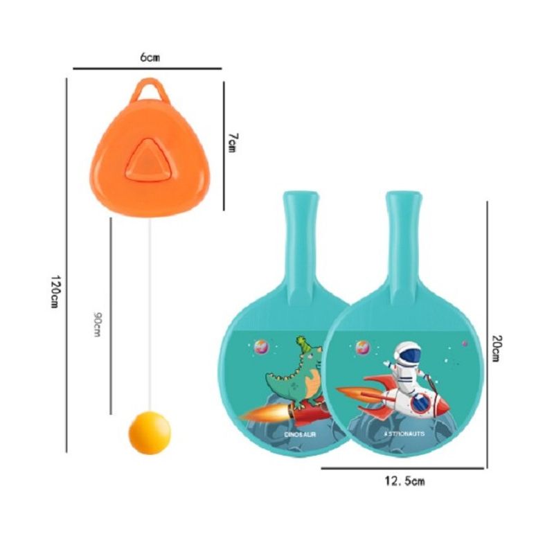 Sport si Outdoor - Sporturi cu paleta - Tenis - Rachete si mingi de tenis - Set Palete pentru Tenis de Masa, Flippy, pentru Copii, Accesoriu de Agatat Inclus, 2 Mingi, Design Animat, Albastru - Infinity.ro