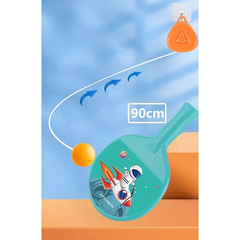 Sport si Outdoor - Sporturi cu paleta - Tenis - Rachete si mingi de tenis - Set Palete pentru Tenis de Masa, Flippy, pentru Copii, Accesoriu de Agatat Inclus, 2 Mingi, Design Animat, Albastru - Infinity.ro