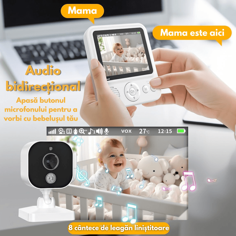Casa si Gradina - Mobilier - Mobilier copii - Monitoare video copii - Baby Monitor Digital si Camera Audio-Video Wireless, Supraveghere Bebe, baterie1500mAh, Ecran IPS 2.8” cu Night Vision - Infinity.ro