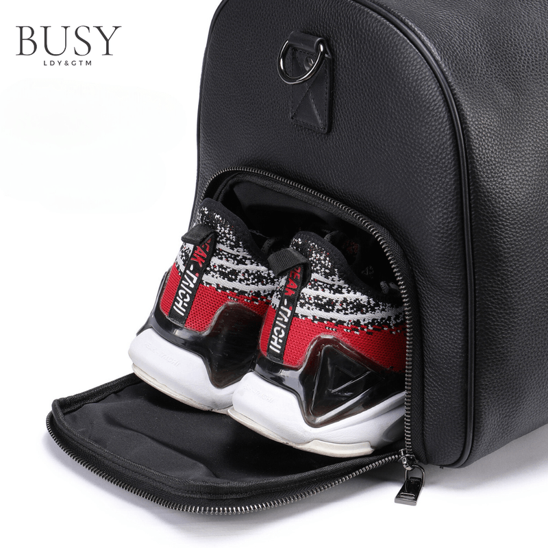 Sport si Outdoor - Articole de voiaj - Genti voiaj - Geanta voiaj, fitness Nomad, piele naturala, compartiment incaltaminte, unisex, capacitate mare, neagra - Infinity.ro