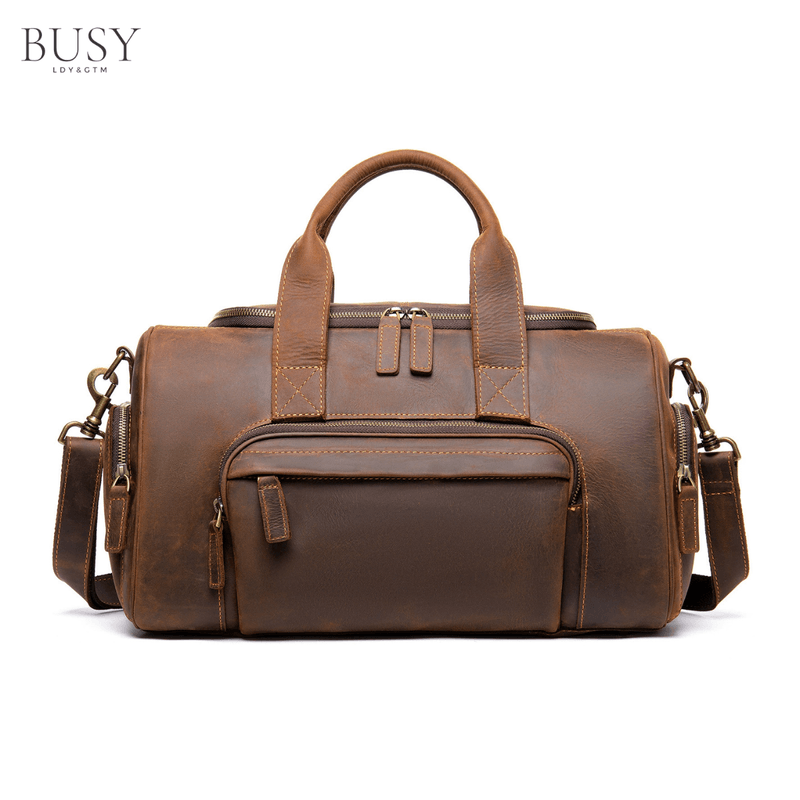 Sport si Outdoor - Articole de voiaj - Genti voiaj - Geanta fitness, voiaj, din piele naturala premium CrazyHorse, BUSY LDY & GTM® Luk , coffee - Infinity.ro