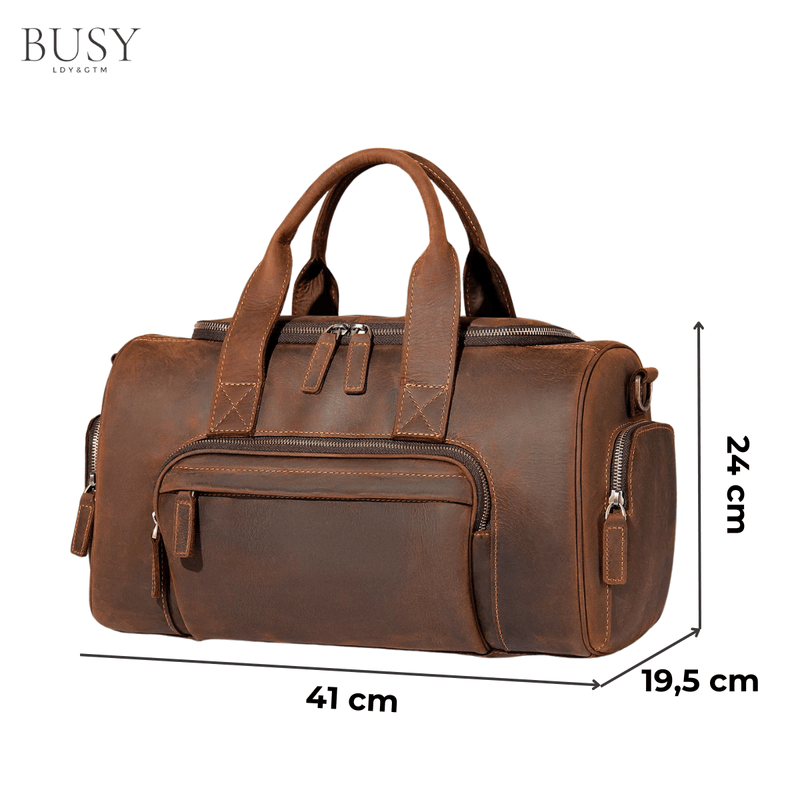Sport si Outdoor - Articole de voiaj - Genti voiaj - Geanta fitness, voiaj, din piele naturala premium CrazyHorse, BUSY LDY & GTM® Luk , coffee - Infinity.ro