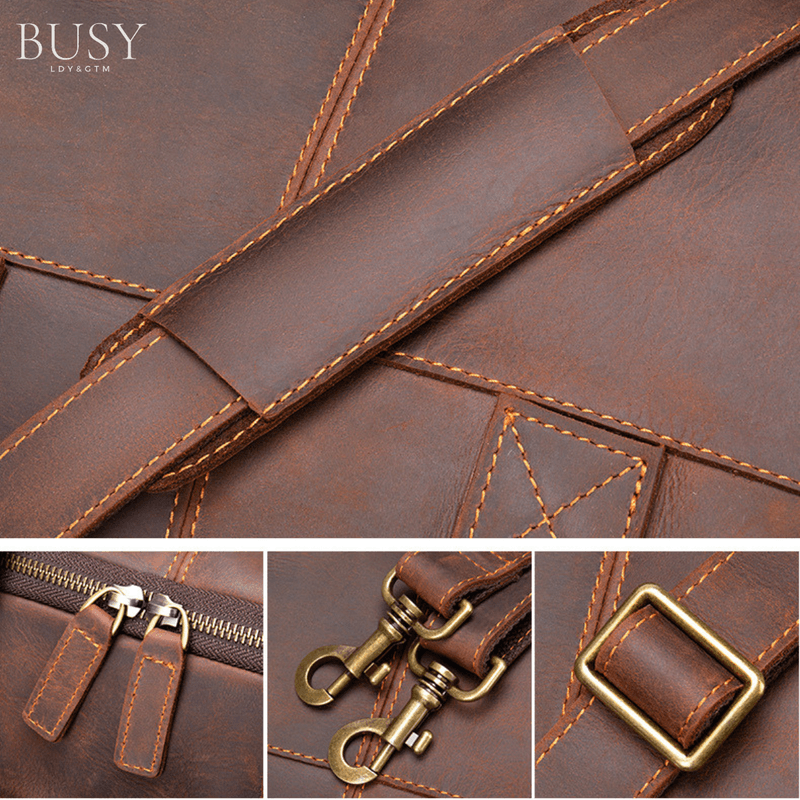 Sport si Outdoor - Articole de voiaj - Genti voiaj - Geanta fitness, voiaj, din piele naturala premium CrazyHorse, BUSY LDY & GTM® Luk , coffee - Infinity.ro