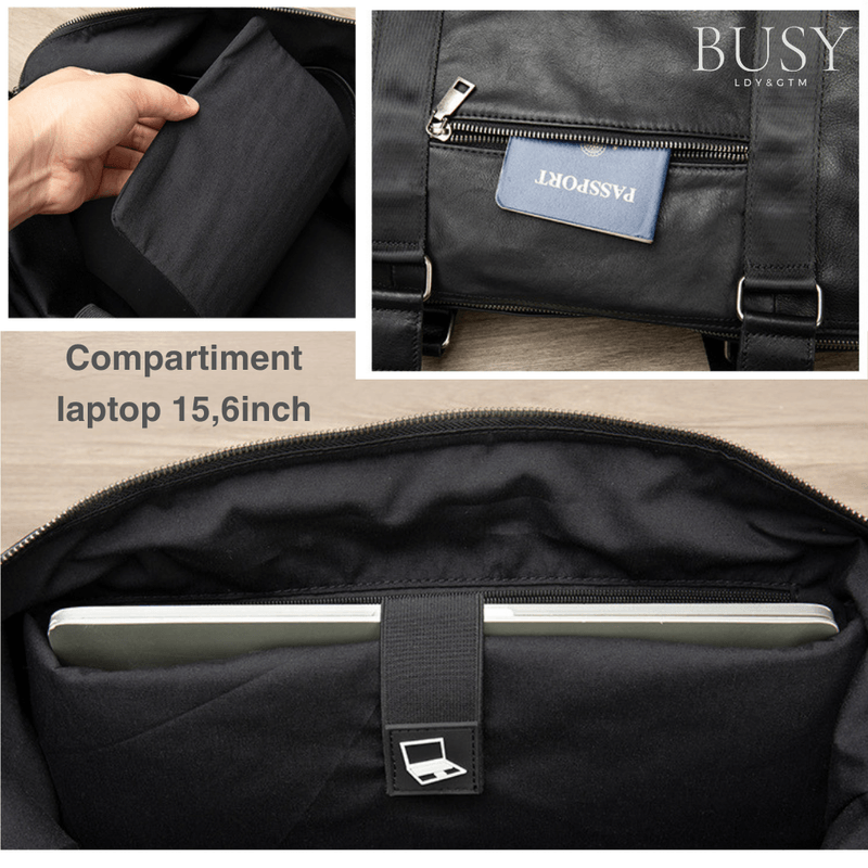 Sport si Outdoor - Articole de voiaj - Genti voiaj - Geanta voiaj, fitness Maverick, piele naturala, compartiment laptop, unisex, capacitate mare, neagra - Infinity.ro