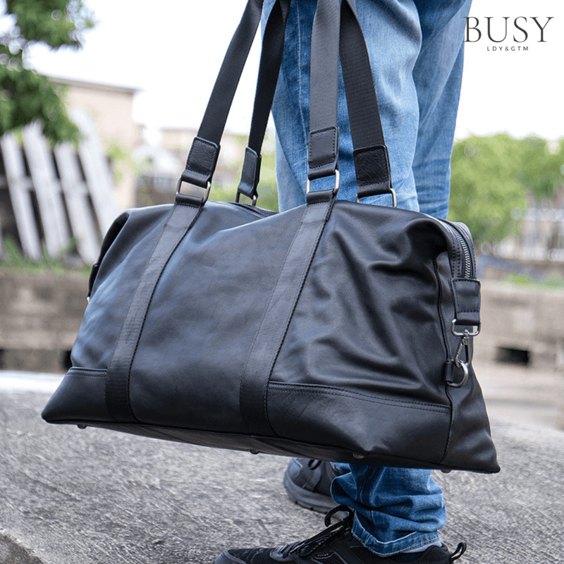 Sport si Outdoor - Articole de voiaj - Genti voiaj - Geanta voiaj, fitness Maverick, piele naturala, compartiment laptop, unisex, capacitate mare, neagra - Infinity.ro