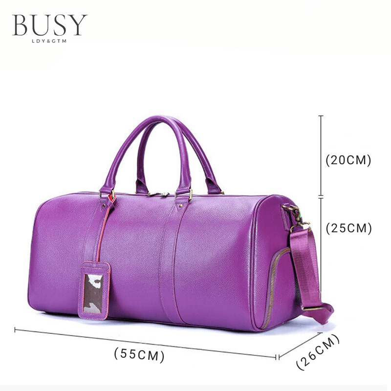 Sport si Outdoor - Articole de voiaj - Genti voiaj - Geanta voiaj, fitness Indigo, piele naturala, compartiment incaltaminte, unisex, capacitate mare, mov - Infinity.ro