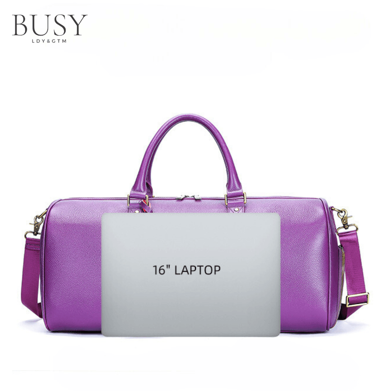 Sport si Outdoor - Articole de voiaj - Genti voiaj - Geanta voiaj, fitness Indigo, piele naturala, compartiment incaltaminte, unisex, capacitate mare, mov - Infinity.ro