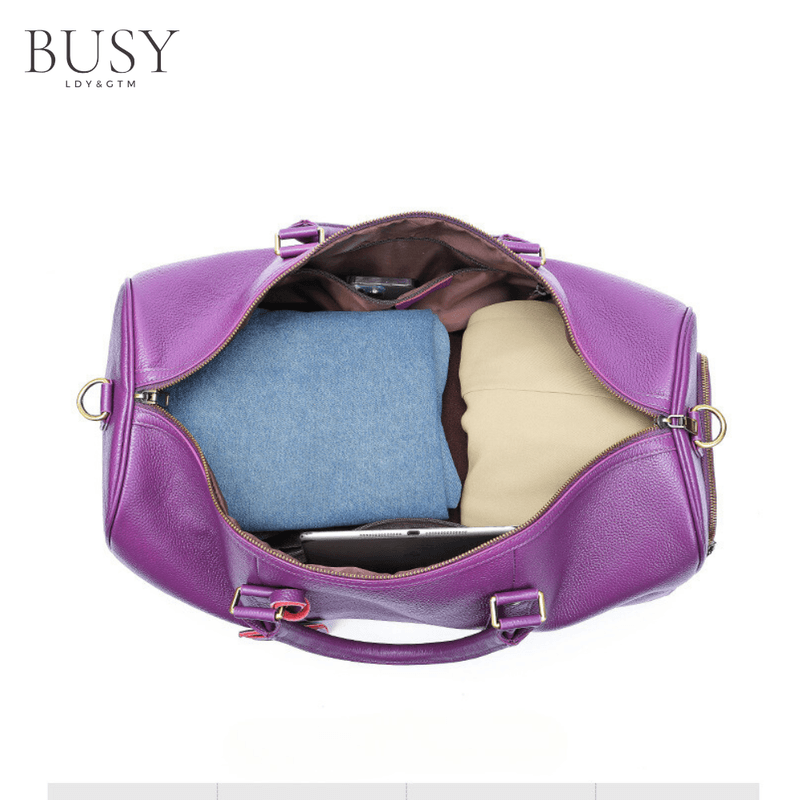 Sport si Outdoor - Articole de voiaj - Genti voiaj - Geanta voiaj, fitness Indigo, piele naturala, compartiment incaltaminte, unisex, capacitate mare, mov - Infinity.ro