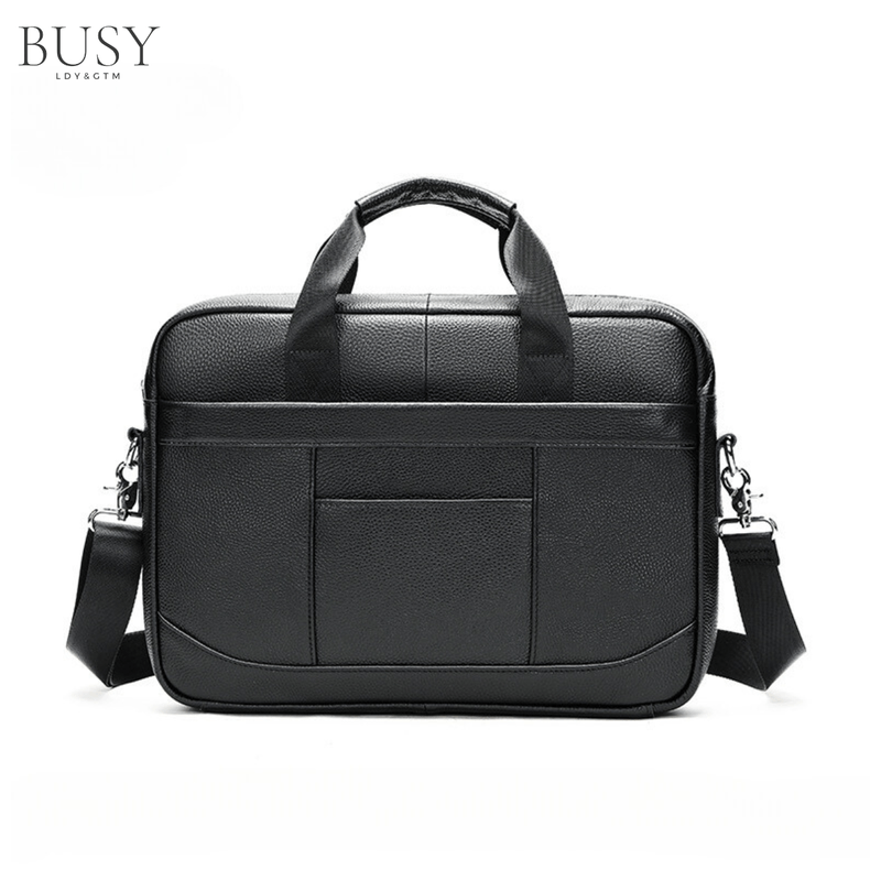 Laptop, Telefoane si Tablete - Laptopuri si accesorii - Accesorii Laptop - Genti laptop - Geanta laptop 15' Profu', piele naturala, unisex,  de umar, de mana, neagra - Infinity.ro