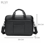 Laptop, Telefoane si Tablete - Laptopuri si accesorii - Accesorii Laptop - Genti laptop - Geanta laptop 15' Profu', piele naturala, unisex,  de umar, de mana, neagra - Infinity.ro