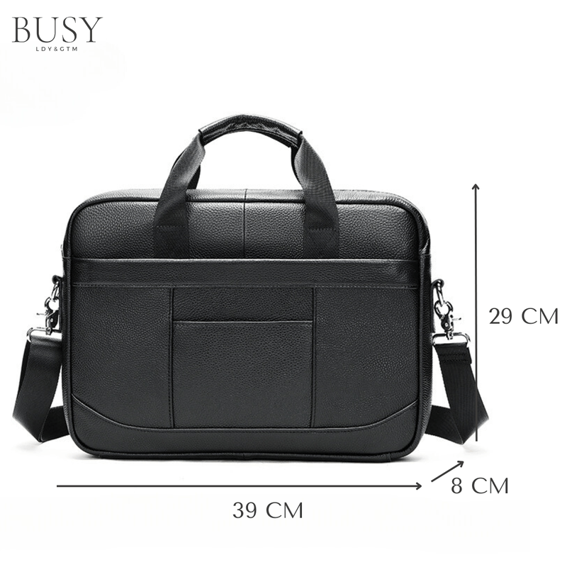 Laptop, Telefoane si Tablete - Laptopuri si accesorii - Accesorii Laptop - Genti laptop - Geanta laptop 15' Profu', piele naturala, unisex,  de umar, de mana, neagra - Infinity.ro