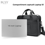 Laptop, Telefoane si Tablete - Laptopuri si accesorii - Accesorii Laptop - Genti laptop - Geanta laptop 15' Profu', piele naturala, unisex,  de umar, de mana, neagra - Infinity.ro