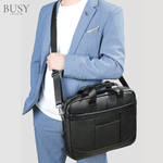 Laptop, Telefoane si Tablete - Laptopuri si accesorii - Accesorii Laptop - Genti laptop - Geanta laptop 15' Profu', piele naturala, unisex,  de umar, de mana, neagra - Infinity.ro