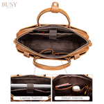 Laptop, Telefoane si Tablete - Laptopuri si accesorii - Accesorii Laptop - Genti laptop - Geanta laptop 15,6 din piele naturala CrazyHorse, BUSY LDY&GTM® Patrik, curea de umar si manere din piele,  maro - Infinity.ro