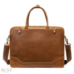 Laptop, Telefoane si Tablete - Laptopuri si accesorii - Accesorii Laptop - Genti laptop - Geanta laptop 15,6 din piele naturala CrazyHorse, BUSY LDY&GTM® Patrik, curea de umar si manere din piele,  maro - Infinity.ro