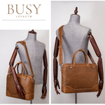 Laptop, Telefoane si Tablete - Laptopuri si accesorii - Accesorii Laptop - Genti laptop - Geanta laptop 15,6 din piele naturala CrazyHorse, BUSY LDY&GTM® Patrik, curea de umar si manere din piele,  maro - Infinity.ro