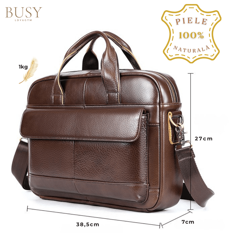 Laptop, Telefoane si Tablete - Laptopuri si accesorii - Accesorii Laptop - Genti laptop - Geanta laptop 15 inch din piele naturala Dexter - Infinity.ro