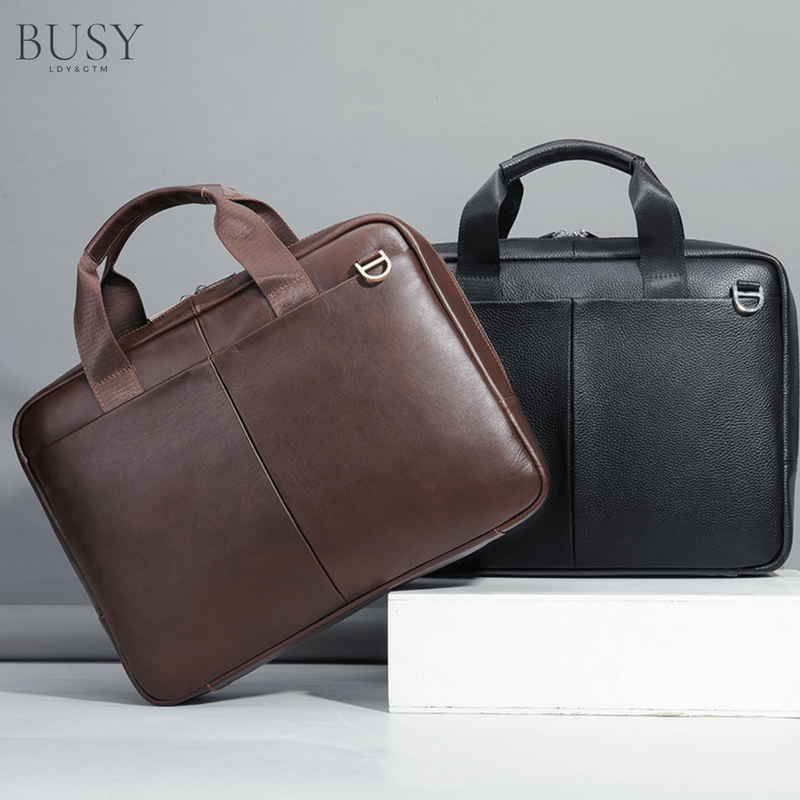 Laptop, Telefoane si Tablete - Laptopuri si accesorii - Accesorii Laptop - Genti laptop - Geanta laptop 15,6' Flume, piele naturala, servieta unisex, multiple compartimente,negru - Infinity.ro