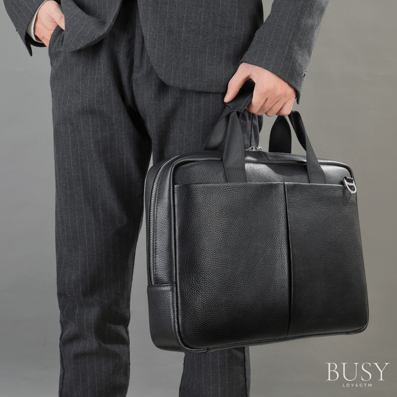 Laptop, Telefoane si Tablete - Laptopuri si accesorii - Accesorii Laptop - Genti laptop - Geanta laptop 15,6' Flume, piele naturala, servieta unisex, multiple compartimente,negru - Infinity.ro