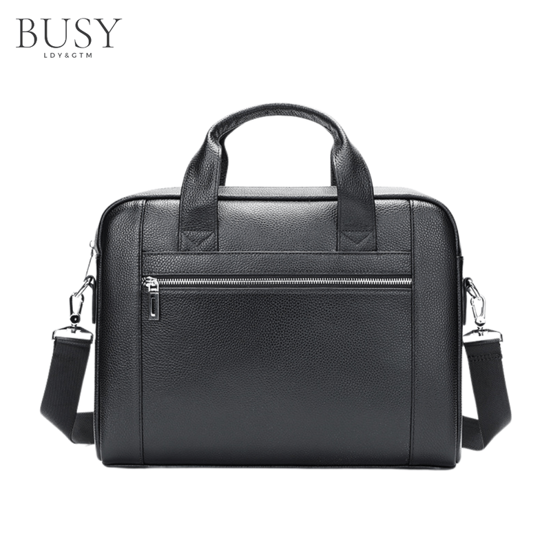 Laptop, Telefoane si Tablete - Laptopuri si accesorii - Accesorii Laptop - Genti laptop - Geanta laptop 14' Baron, piele naturala, servieta unisex, de umar si de mana, neagra - Infinity.ro