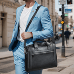 Laptop, Telefoane si Tablete - Laptopuri si accesorii - Accesorii Laptop - Genti laptop - Geanta laptop 14' Baron, piele naturala, servieta unisex, de umar si de mana, neagra - Infinity.ro