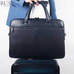 Laptop, Telefoane si Tablete - Laptopuri si accesorii - Accesorii Laptop - Genti laptop - Geanta laptop 17’ Buckingham, piele naturala, servieta unisex, suport prindere troler, compartiment tableta, neagra - Infinity.ro