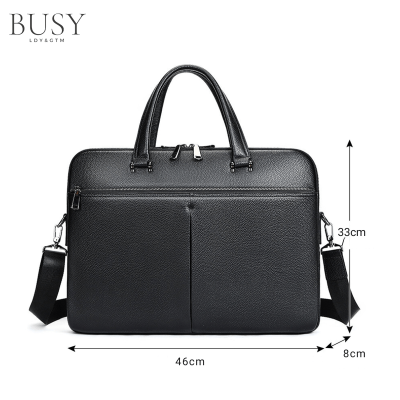 Laptop, Telefoane si Tablete - Laptopuri si accesorii - Accesorii Laptop - Genti laptop - Geanta laptop 17’ Buckingham, piele naturala, servieta unisex, suport prindere troler, compartiment tableta, neagra - Infinity.ro