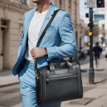 Laptop, Telefoane si Tablete - Laptopuri si accesorii - Accesorii Laptop - Genti laptop - Geanta laptop 14' Baron, piele naturala, servieta unisex, de umar si de mana, neagra - Infinity.ro