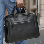 Laptop, Telefoane si Tablete - Laptopuri si accesorii - Accesorii Laptop - Genti laptop - Geanta laptop 14' Baron, piele naturala, servieta unisex, de umar si de mana, neagra - Infinity.ro