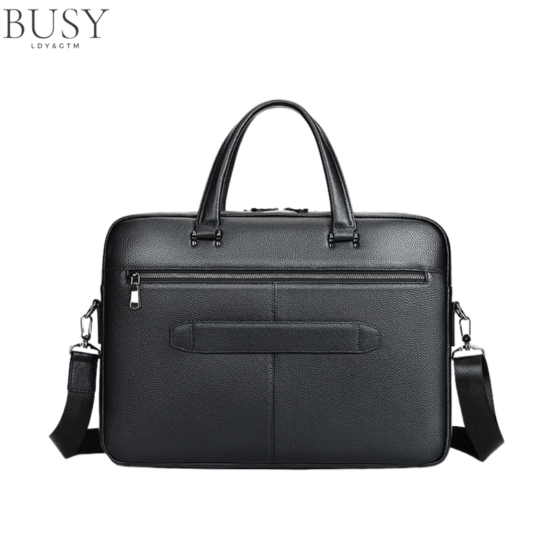 Laptop, Telefoane si Tablete - Laptopuri si accesorii - Accesorii Laptop - Genti laptop - Geanta laptop 17’ Buckingham, piele naturala, servieta unisex, suport prindere troler, compartiment tableta, neagra - Infinity.ro