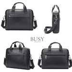 Laptop, Telefoane si Tablete - Laptopuri si accesorii - Accesorii Laptop - Genti laptop - Geanta laptop 14' Baron, piele naturala, servieta unisex, de umar si de mana, neagra - Infinity.ro