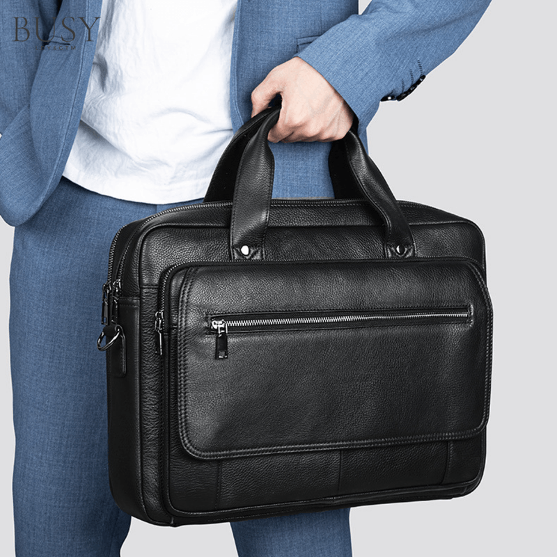 Laptop, Telefoane si Tablete - Laptopuri si accesorii - Accesorii Laptop - Genti laptop - Geanta laptop 16' din piele naturala Elit, neagra - Infinity.ro