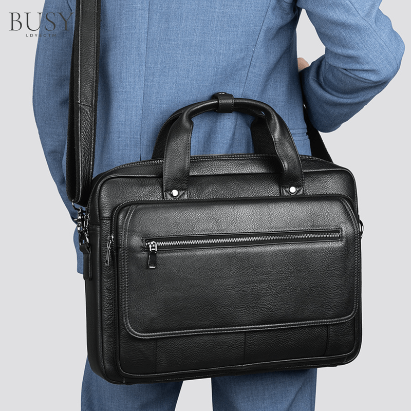 Laptop, Telefoane si Tablete - Laptopuri si accesorii - Accesorii Laptop - Genti laptop - Geanta laptop 16' din piele naturala Elit, neagra - Infinity.ro