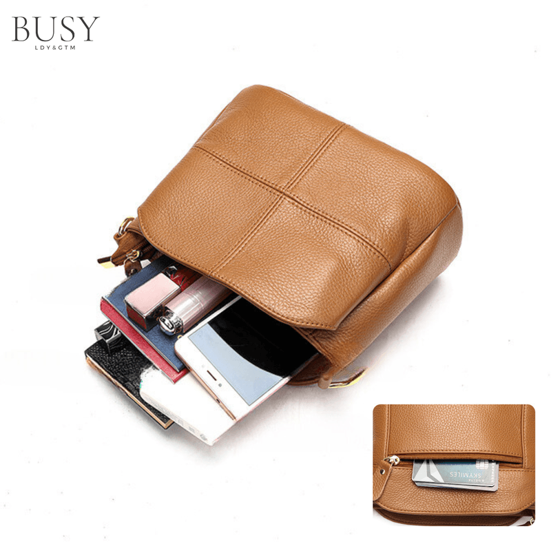 Fashion, accesorii si bijuterii - Femei - Accesorii femei - Genti si rucsacuri femei - Geanta dama Caprice, piele naturala, de umar si de mana, compartimente multiple, maro - Infinity.ro