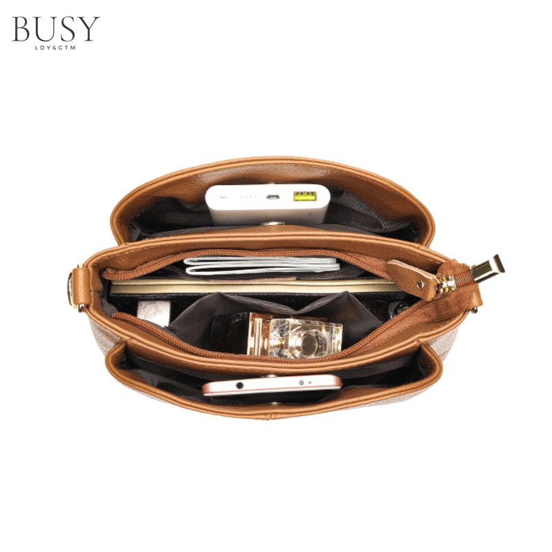 Fashion, accesorii si bijuterii - Femei - Accesorii femei - Genti si rucsacuri femei - Geanta dama Caprice, piele naturala, de umar si de mana, compartimente multiple, maro - Infinity.ro