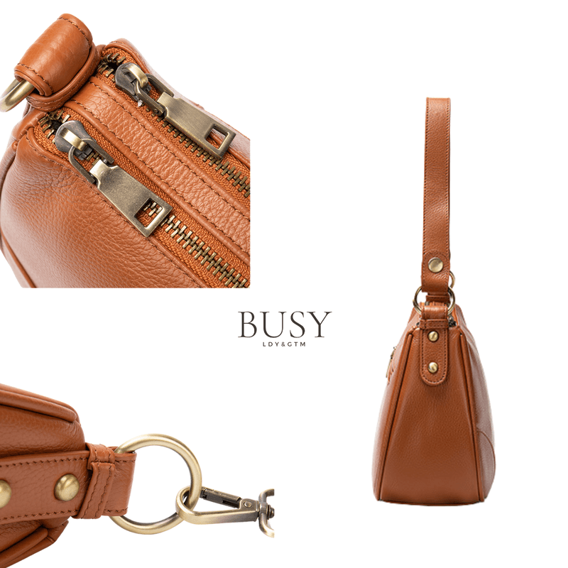 Fashion, accesorii si bijuterii - Femei - Accesorii femei - Genti si rucsacuri femei - Geanta dama Sophi, piele naturala, buzunar interior antifurt, de umar si de mana, maro - Infinity.ro