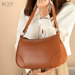 Fashion, accesorii si bijuterii - Femei - Accesorii femei - Genti si rucsacuri femei - Geanta dama Sophi, piele naturala, buzunar interior antifurt, de umar si de mana, maro - Infinity.ro