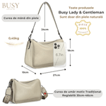Fashion, accesorii si bijuterii - Femei - Accesorii femei - Genti si rucsacuri femei - Geanta din piele naturala pentru dama Emma, curea umar motiv traditional, Gri/bej - Infinity.ro