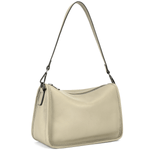 Fashion, accesorii si bijuterii - Femei - Accesorii femei - Genti si rucsacuri femei - Geanta din piele naturala pentru dama Emma, curea umar motiv traditional, Gri/bej - Infinity.ro