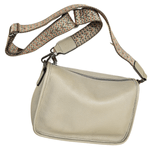 Fashion, accesorii si bijuterii - Femei - Accesorii femei - Genti si rucsacuri femei - Geanta din piele naturala pentru dama Emma, curea umar motiv traditional, Gri/bej - Infinity.ro