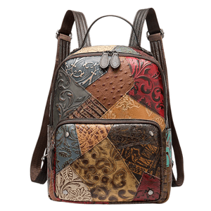 Rucsac dama IoSono, piele naturala, compartiment tableta 12 inch, multicolor aleatoriu